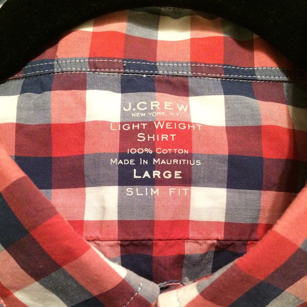 J. Crew Lightweight Gingham Washed Shirt Slim Sz L - Picture 4 of 8